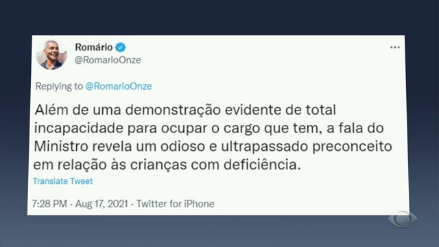 Ministro da Educação volta a dizer que alunos deficientes atrapalham Reprodução TV