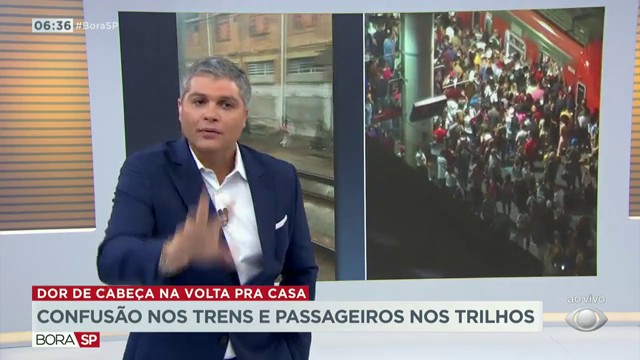 Falha em trens e passageiros nos trilhos Reprodução TV