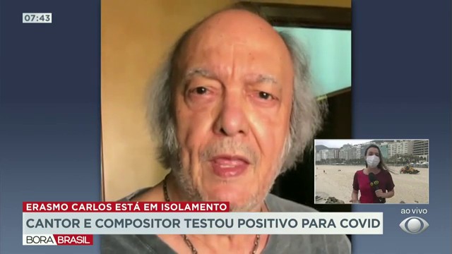 Erasmo Carlos testa positivo para covid-19 Reprodução TV