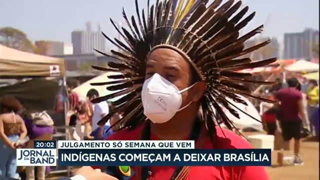 Indígenas começam a deixar Brasília antes de julgamento do STF Reprodução TV