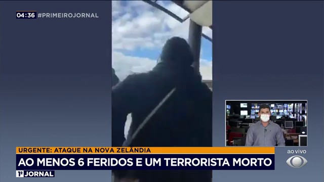 Ataque terrorista na Nova Zelândia deixa 6 feridos e terrorista morto Reprodução TV