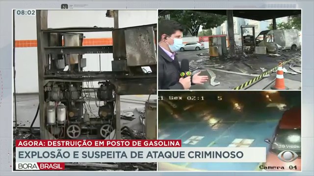 Explosão e suspeita de ataque criminoso em posto de combustíveis em SP Reprodução TV