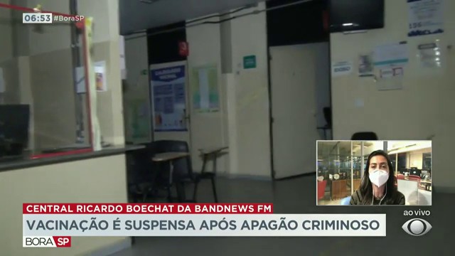 Vacinação é suspensa após apagão criminoso Reprodução TV