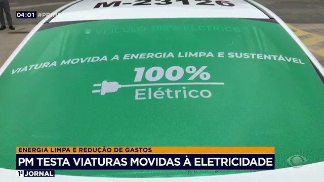 PM testa viaturas movidas à eletricidade Reprodução TV