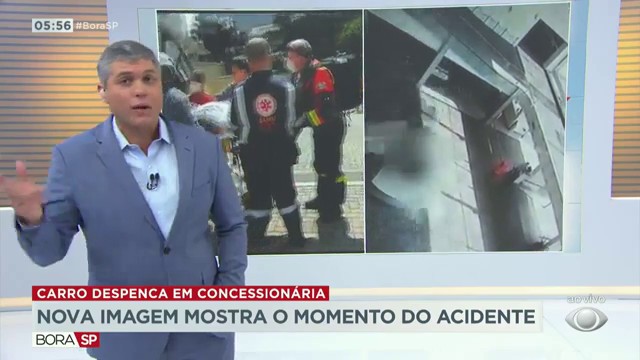 Nova imagem mostra queda de carro em concessionária Reprodução TV