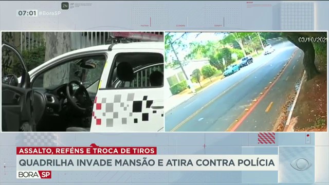 Quadrilha invade mansão e atira contra polícia Reprodução TV