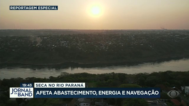 Maior seca no rio Paraná afeta abastecimento, energia e navegação Reprodução TV