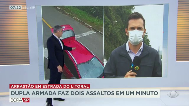 Arrastão em estrada do litoral Reprodução TV