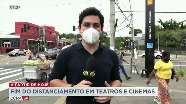 Fim do distanciamento em teatros e cinemas Reprodução TV