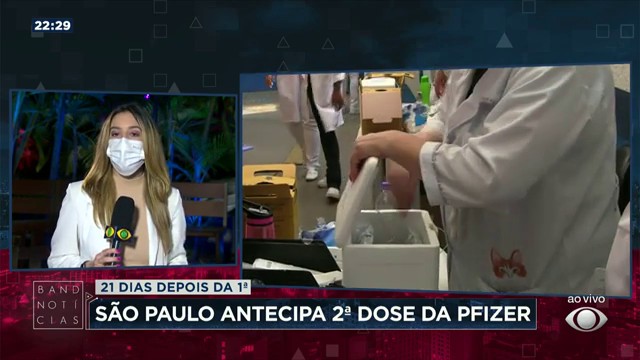 São Paulo reduz intervalo entre doses da Pfizer para 21 dias Reprodução TV