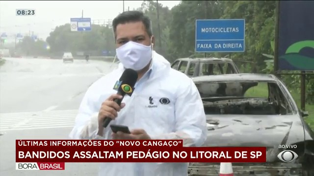 Bandidos assaltam pedágio no litoral de São Paulo Reprodução TV