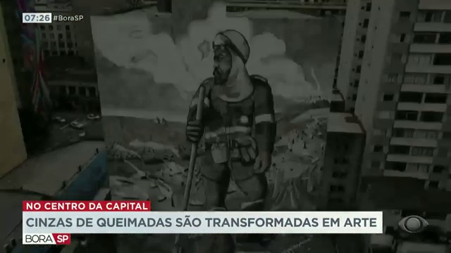 Cinzas de queimadas das florestas viram arte em São Paulo Reprodução TV