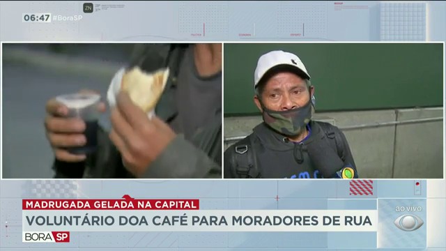 Pedreiro doa café para moradores de rua Reprodução TV