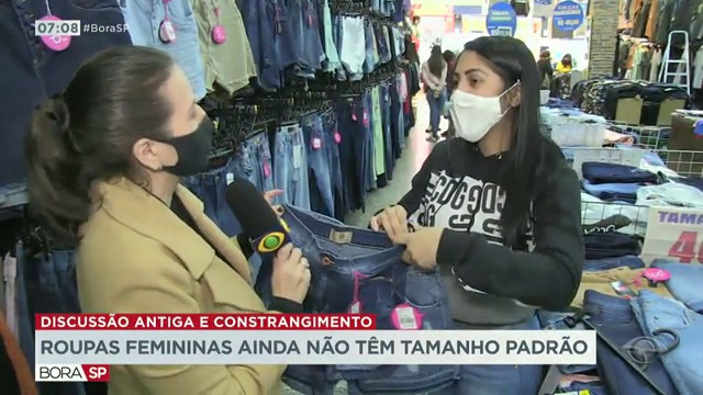 Falta padrão no tamanho das roupas femininas Reprodução TV