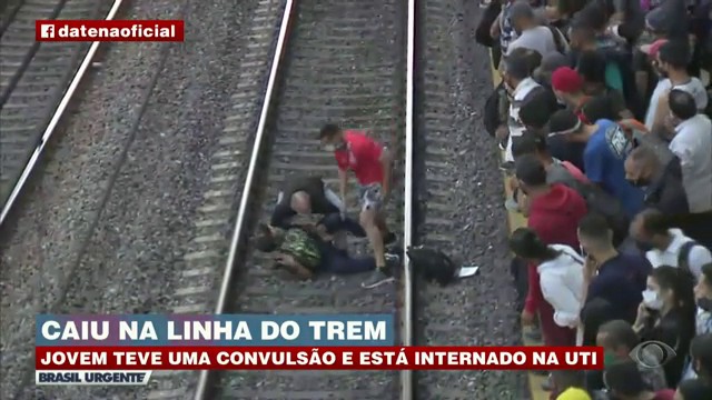 ESTUDANTE CAIU NA LINHA DO TREM Reprodução TV