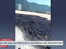 Queda de balão provoca incêndio no Riocentro