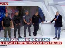 Policiais visitam o Datena no estúdio do Brasil Urgente