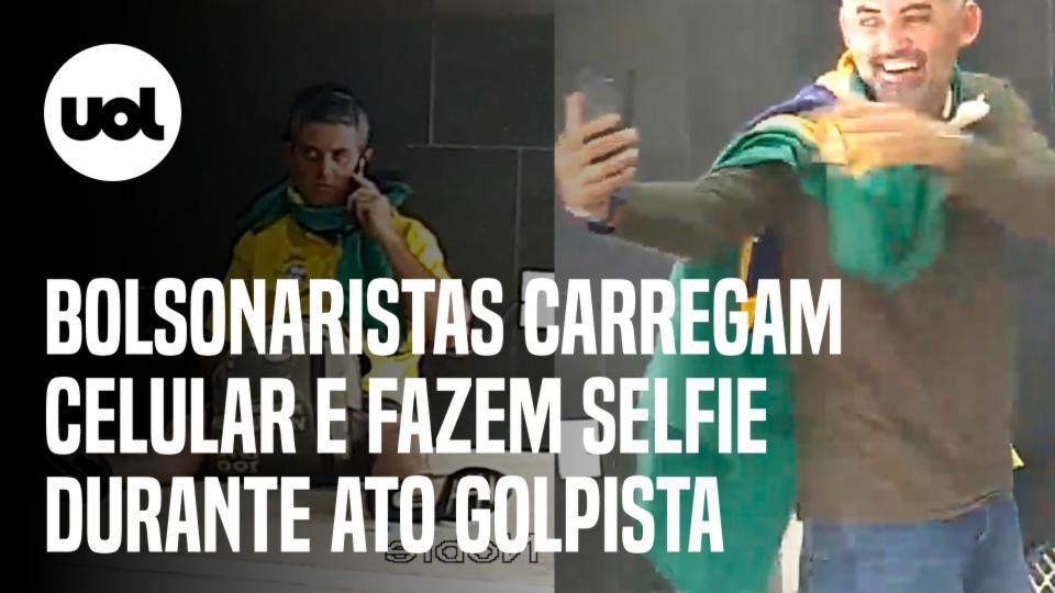 Vídeo mostra golpistas carregando celular e fazendo selfie durante ...