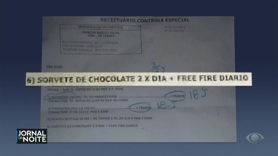 Médico que receitou sorvete de chocolate e jogo 'Free Fire' para