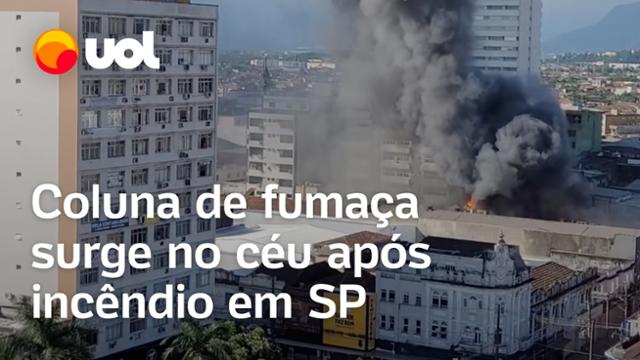 Incêndio em São Vicente: Loja pega fogo no litoral de SP