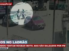 Bandidos tentam roubar moto, mas são baleados por PM