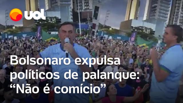 Bolsonaro expulsa políticos de palanque em SC: 'Desce quem é candidato; não é comício'; veja vídeo