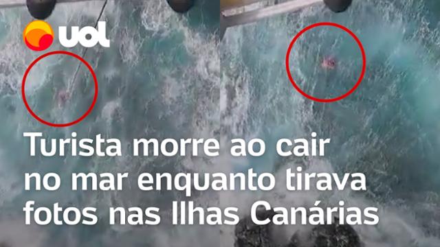 Homem morre ao cair no mar enquanto tirava fotos nas Ilhas Canárias; vídeo flagra acidente