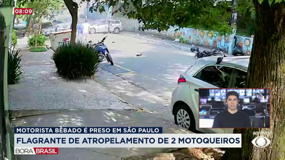 Vídeo flagra motorista bêbado atropelando motociclistas