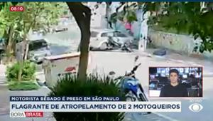 Motorista bêbado atropela motoqueiros em SP