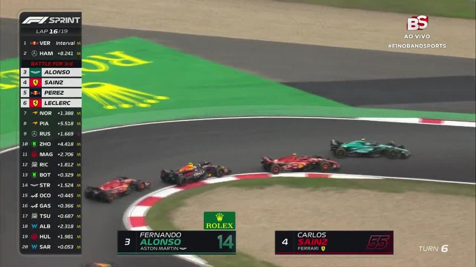 Alonso, Sainz, Pérez e Leclerc dão show em disputa na Sprint da China