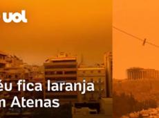 Céu fica laranja em Atenas após nuvens de poeira vindas do deserto do Saara