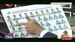 Maduro mostra cédula eleitoral em que a foto dele aparece 13 vezes