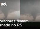 Vídeo mostra passagem de tornado no interior do Rio Grande do Sul; veja