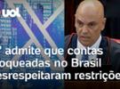 Rede social 'X' admite que diversas contas bloqueadas no Brasil desrespeita