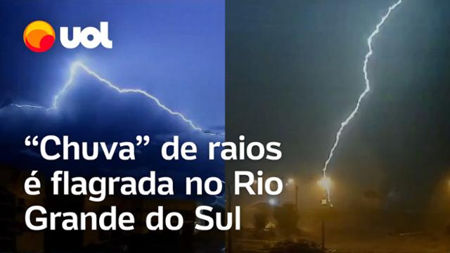 Rio Grande do Sul registra mais de 4 mil raios durante temporal; vídeo flagra descargas elétricas