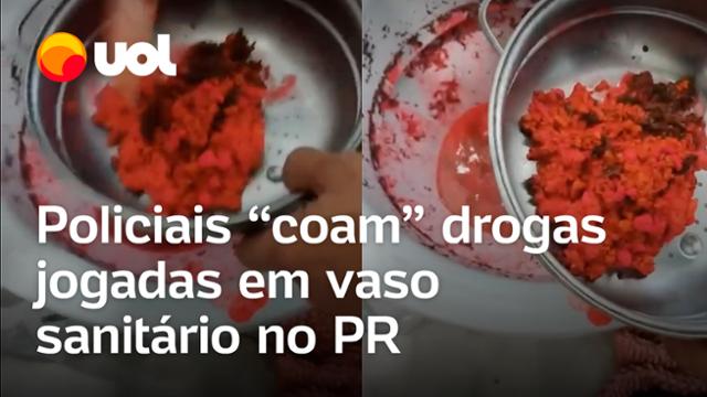 Policiais ?coam? drogas jogadas em vaso sanitário no PR: Prejuízo chega a R$ 200 mil; veja vídeo