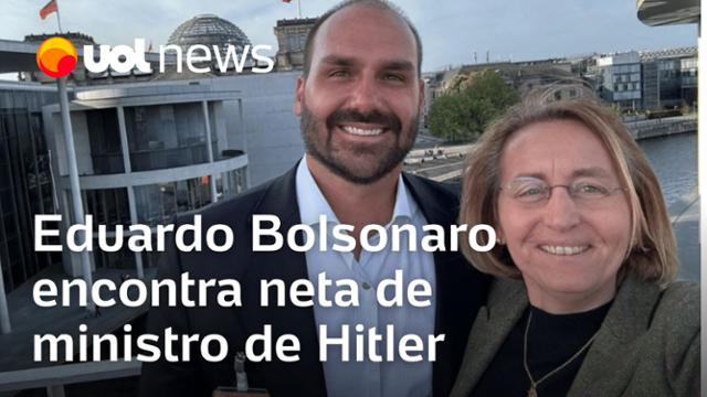 Eduardo Bolsonaro encontra neta de ministro de Hitler em visita a Parlamento alemão