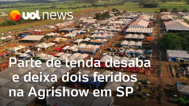 Acidente envolvendo helicóptero e tenda deixa feridos na Agrishow, em Ribeirão Preto
