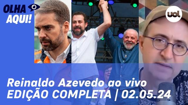 Reinaldo Azevedo ao vivo: Ato de Lula, apelo por voto em Boulos, chuva no RS e mais notícias