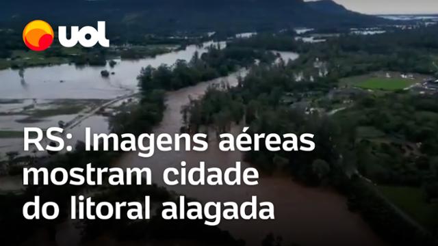 Chuvas no RS: Imagens aéreas mostram cidade do litoral serrano alagada; veja vídeo