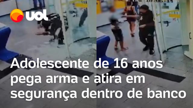 Adolescente pega arma e atira em segurança dentro de banco em São Paulo; vídeo flagra momento