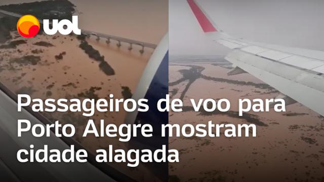 Inundações no Rio Grande do Sul: Passageiros de voo para Porto Alegre filmam cidade alagada; vídeos