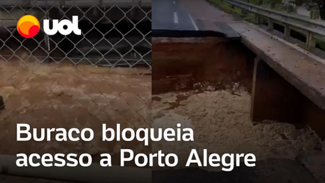 Asfalto cede em avenida e interrompe principal acesso a Porto Alegre