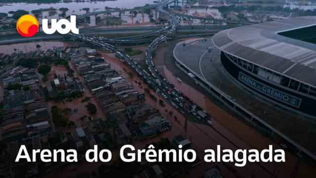 Enchente em Porto Alegre invade gramado da Arena do Grêmio 