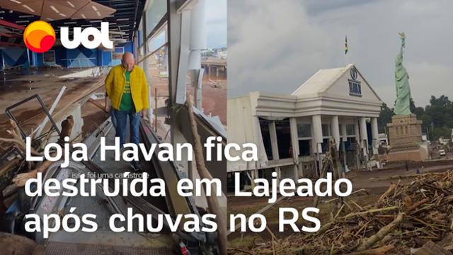 Enchentes no RS: vídeo mostra o interior da loja Havan que ficou destruída após chuvas em Lajeado