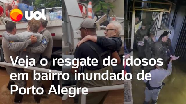 Enchentes no RS: Idosos ilhados são resgatados em bairro inundado de Porto Alegre; veja vídeos