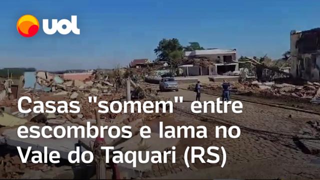 Enchentes no RS: Casas desaparecem após inundação no Vale do Taquari; vídeos mostram escombros