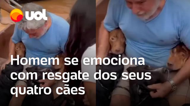 Rio Grande do Sul: vídeo mostra homem emocionado durante resgate de seus quatro cães; veja