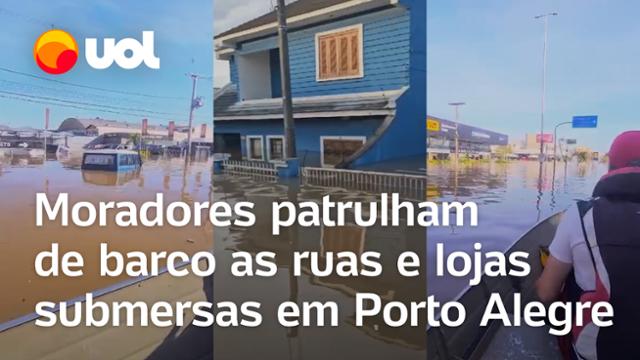Enchentes no RS: Moradores patrulham Porto Alegre e mostram lojas, carros e casas submersos; vídeo