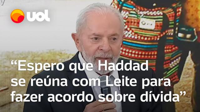 Lula diz para Haddad 'se preparar' para fazer 'boa negociação' com Leite sobre dívida do RS; vídeo